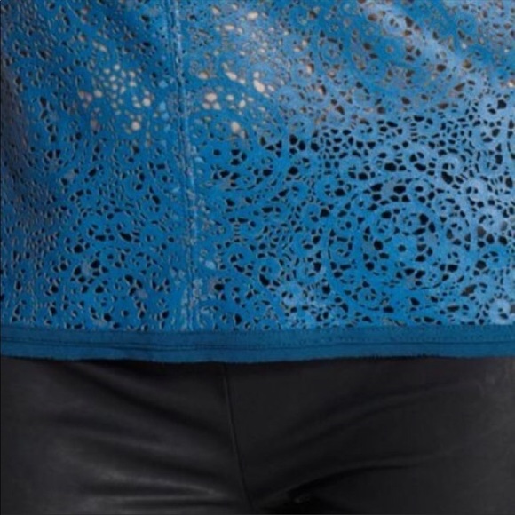 Pjk Patterson J. Kincade Hunter laser-cut lambskin sheer back top size S - Picture 4 of 4